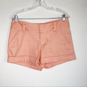Alice + Olivia Mid Rise Hemmed Cuff Shorts Pink 6